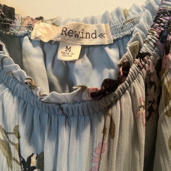 Rewind Womens Cold Shoulder Skater Dress Blue Floral Sz M - Picture 8 of 10